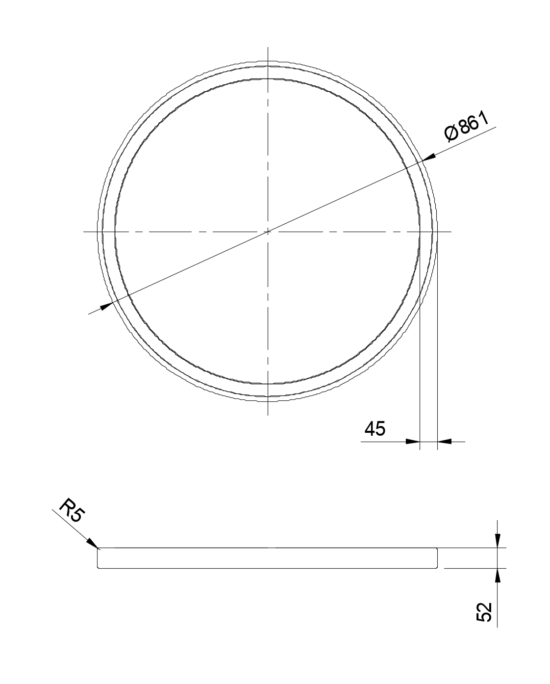 Dimensions Wood Ring DUAL 610 LED