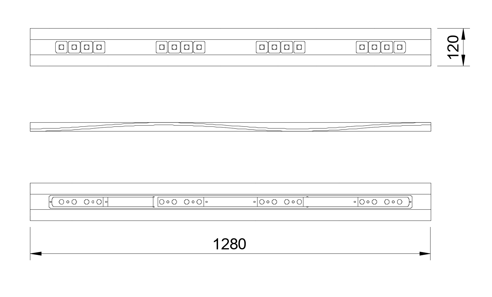 Dimensions Wood Linear LED 70