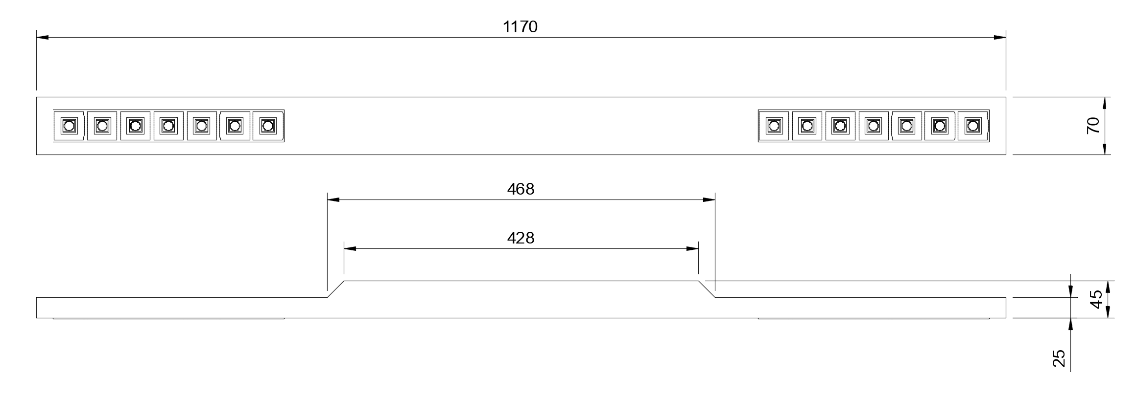 Dimensions Wood Linear LED 70